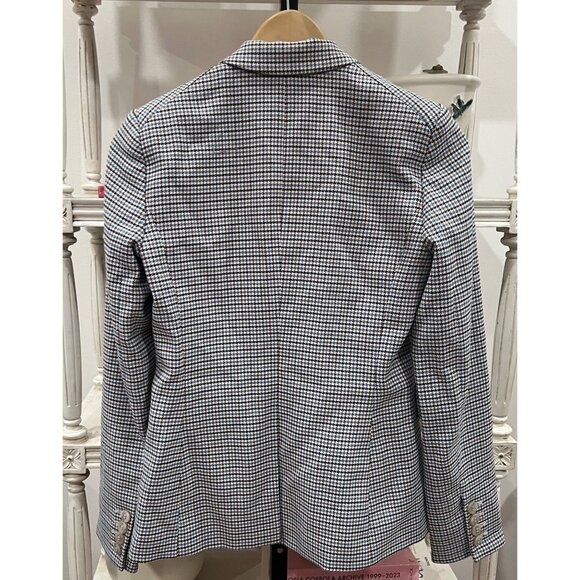 Veronica $698 Beard Cutaway Dickey Jacket Size 2 Houndstooth Beige Multi One But - Picture 4 of 6